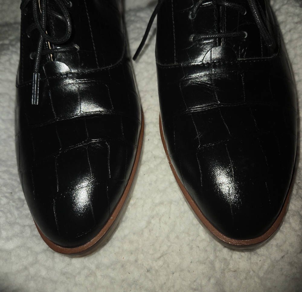 Cole Haan Size 7C Black Croc Embossed Leather Loafers - Picture 2 of 7
